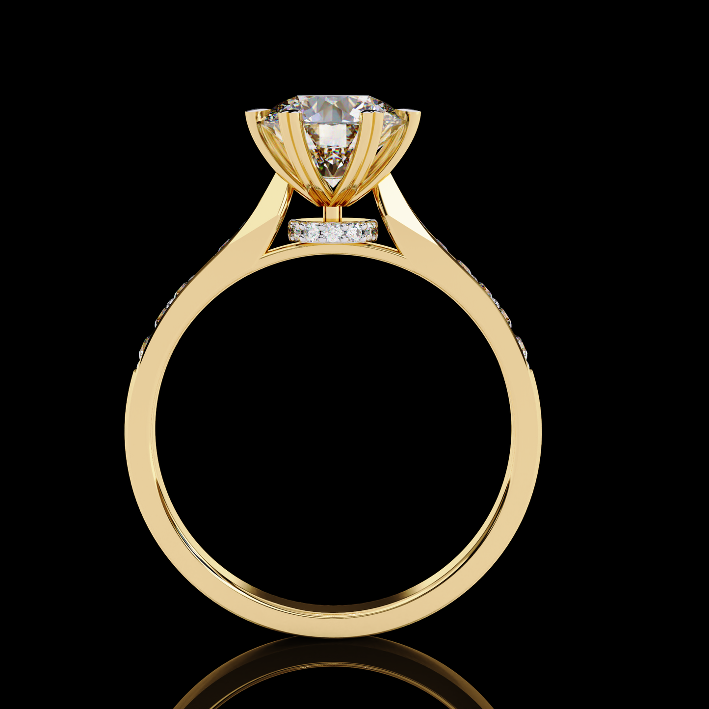 Lunar Blaze Round Cut LAB Diamond Solitaire Engagement Ring GOLD