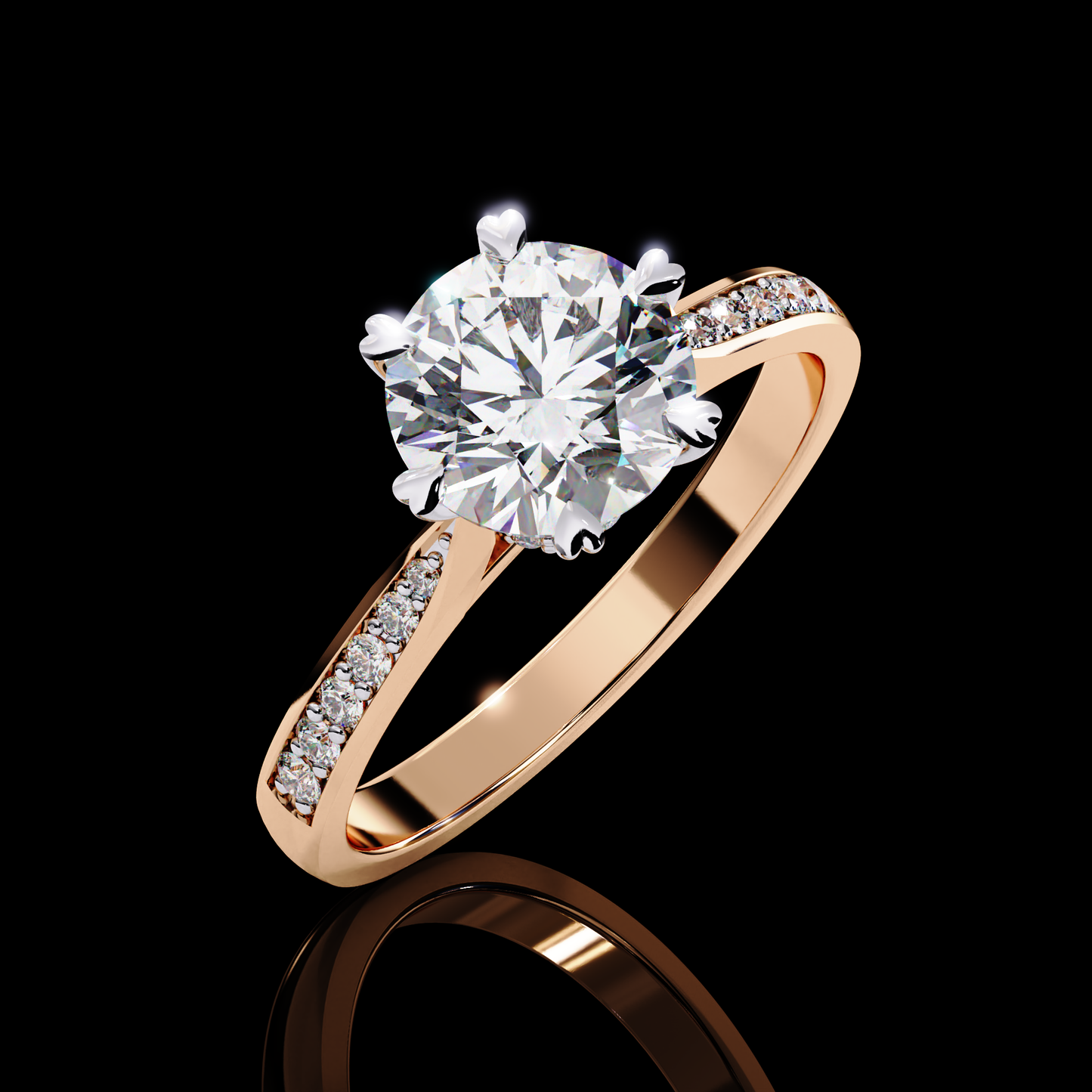 Lunar Blaze Round Cut LAB Diamond Solitaire Engagement Ring ROSE GOLD