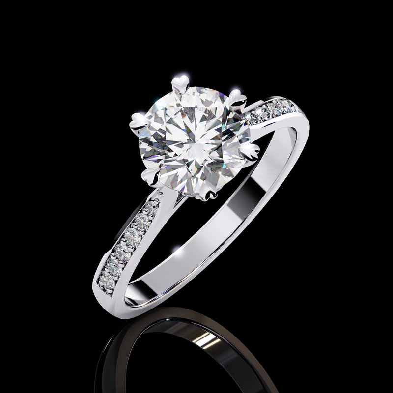 Lunar Blaze Round Cut LAB Diamond Solitaire Engagement Ring White Gold