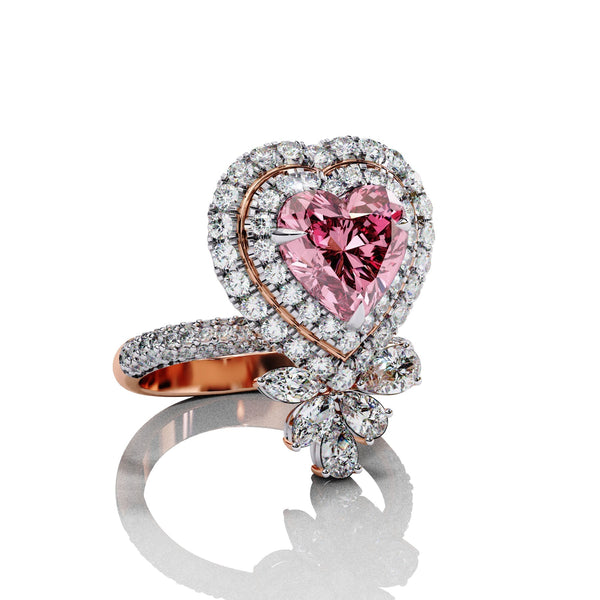 Rosy Heart Cut Engagement Ring Rose Gold