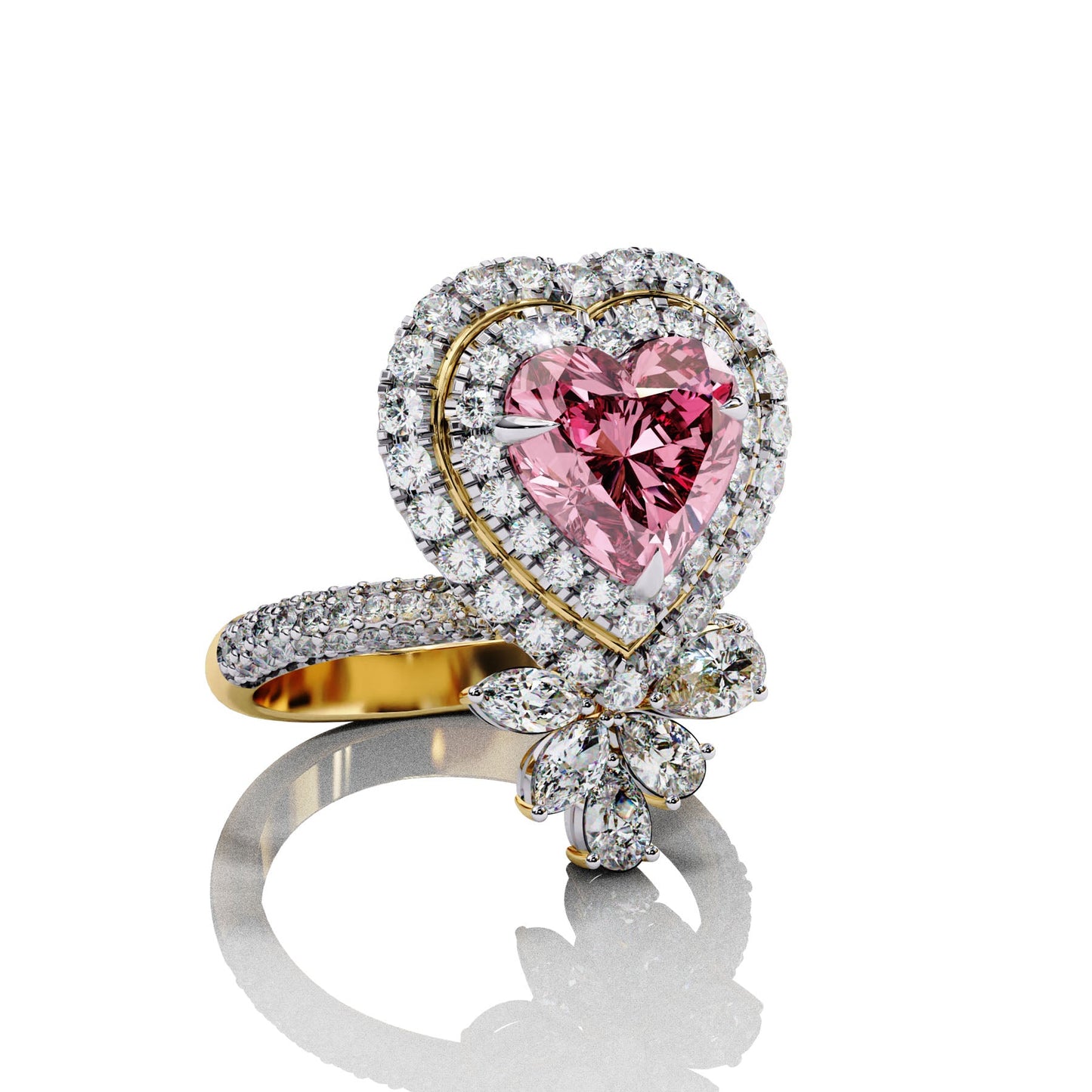 Rosy Heart Cut Engagement Ring Gold