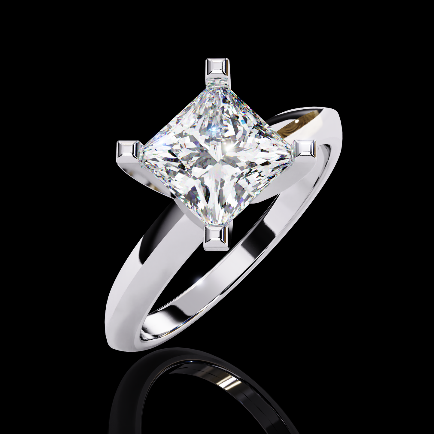 1.72 Carat Princess Cut LAB Diamond Solitaire Engagement Ring White Gold