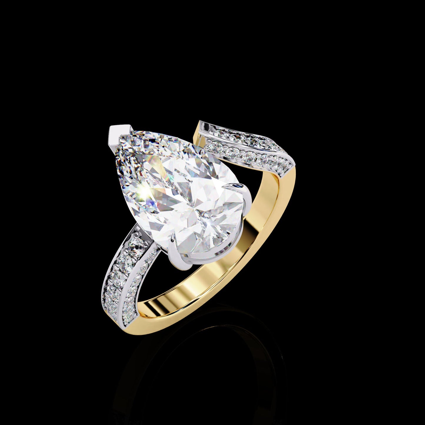 Exquisite Luxury of Elegance with 3 ct Pear-Cut Diamond Ring