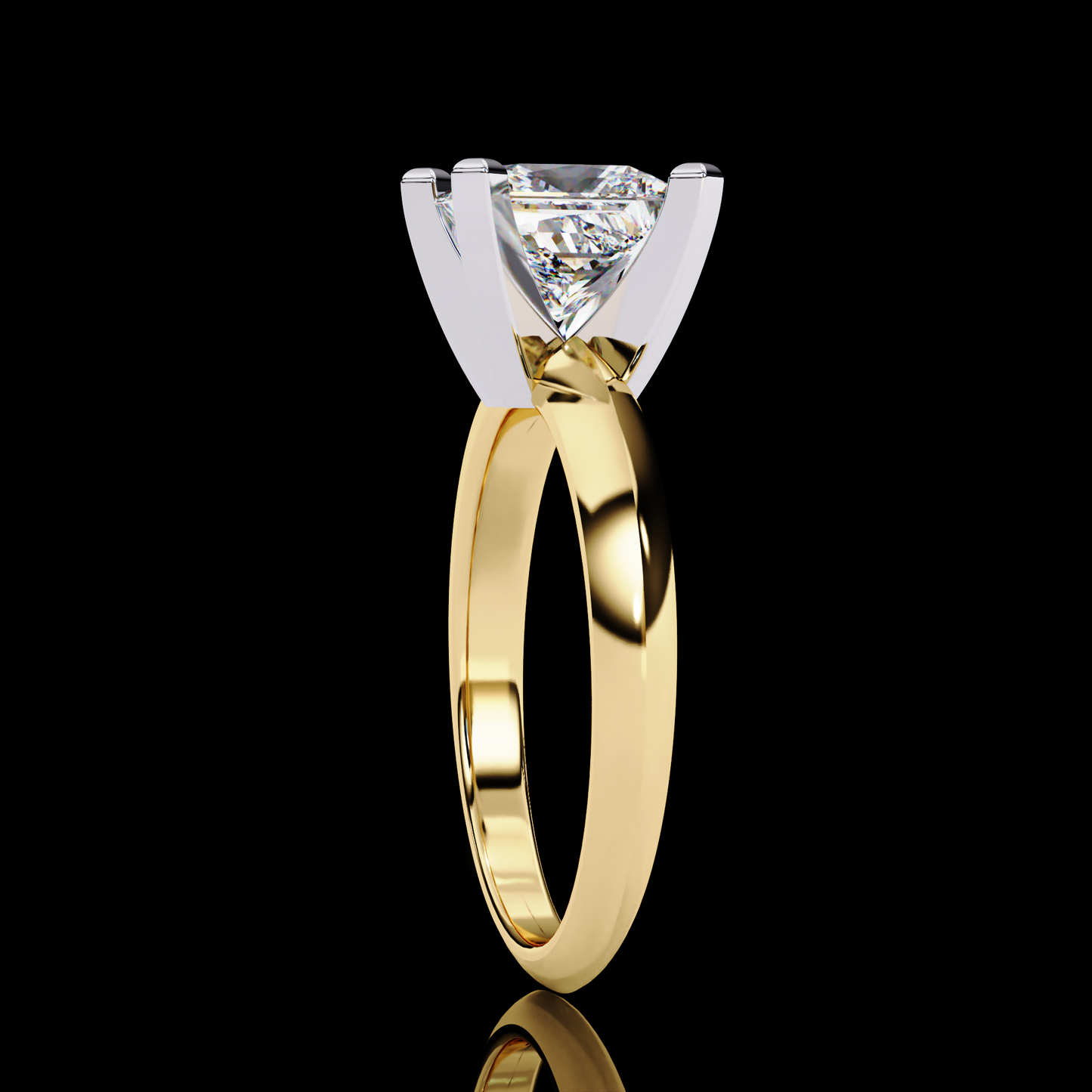 1.72 Carat Princess Cut LAB Diamond Solitaire Engagement Ring GOLD