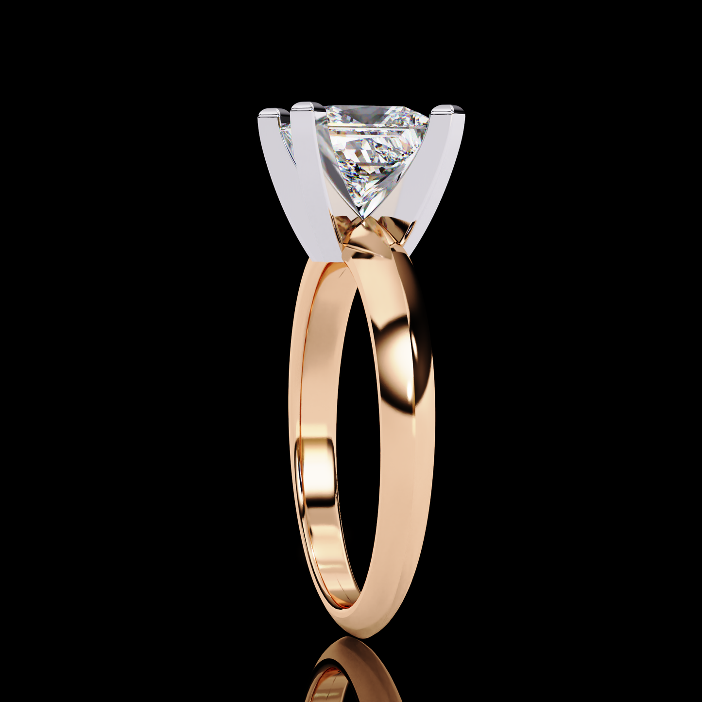 1.72 Carat Princess Cut LAB Diamond Solitaire Engagement Ring ROSE GOLD