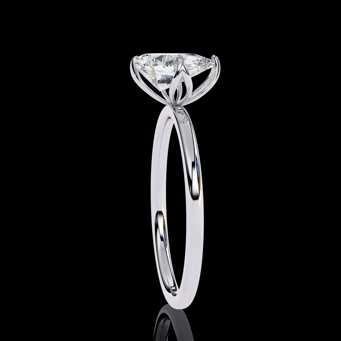 0.74 Carat Pear Cut Lab Diamond Solitaire Engagement Ring White Gold