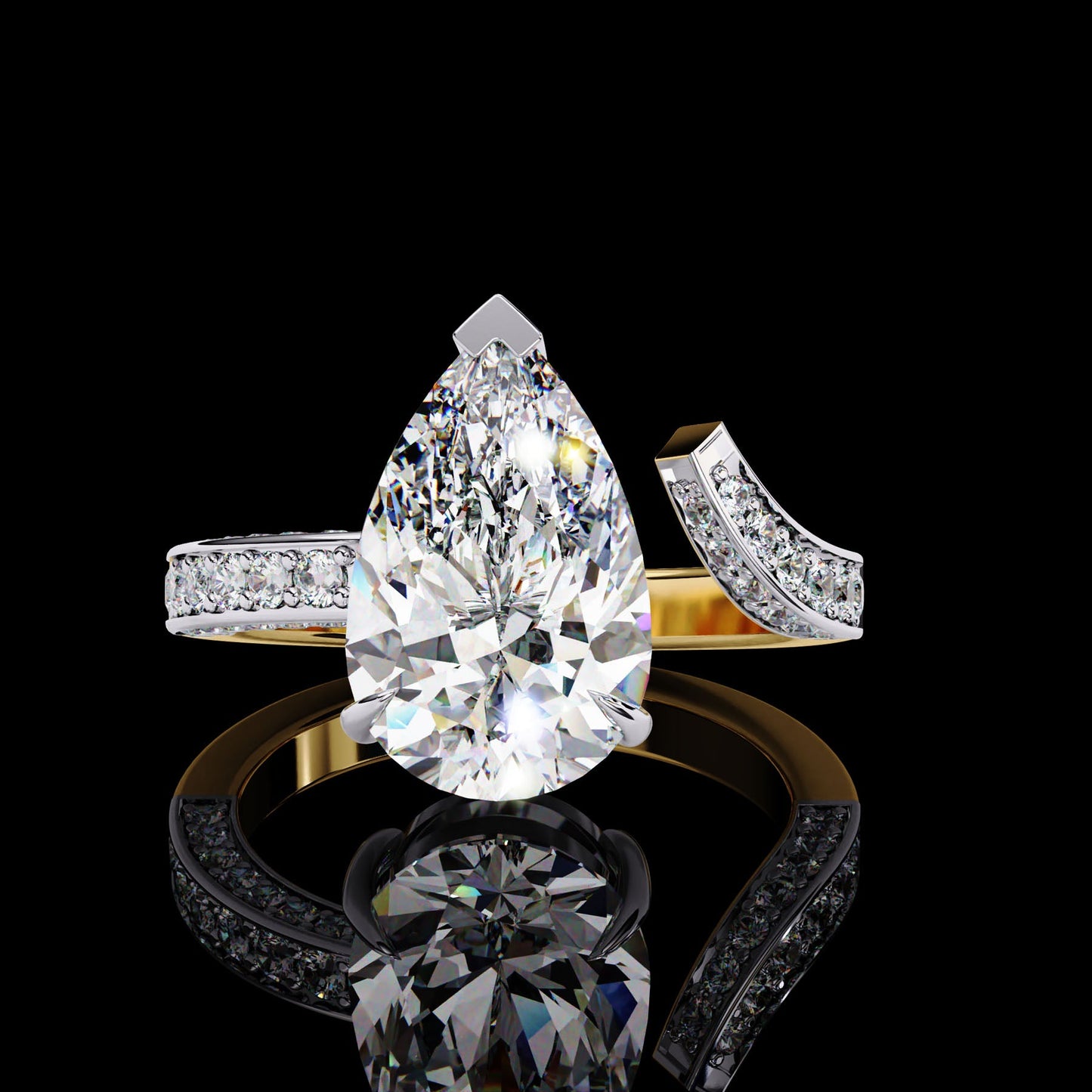 Exquisite Luxury of Elegance with 3 ct Pear-Cut Diamond Ring