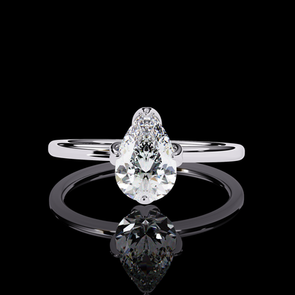 0.74 Carat Pear Cut Lab Diamond Solitaire Engagement Ring White Gold