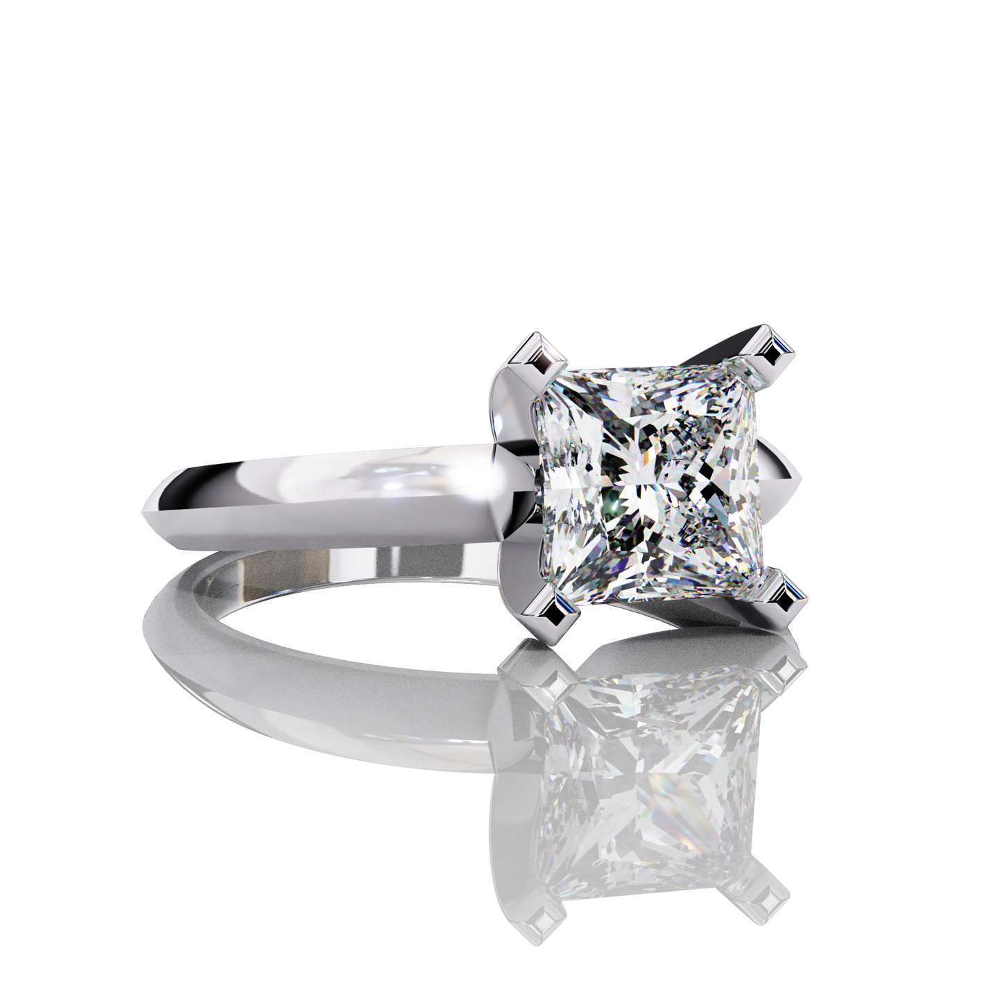 1.72 Carat Princess Cut LAB Diamond Solitaire Engagement Ring White Gold