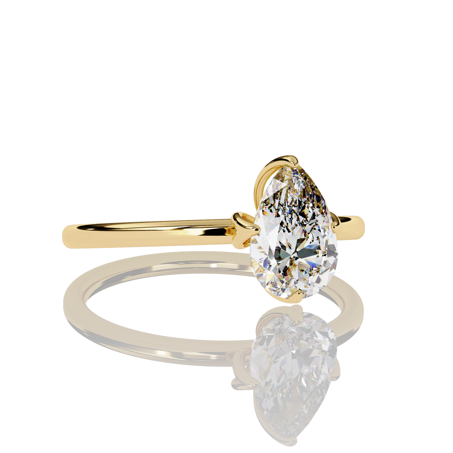 0.74 Carat Pear Cut Lab Diamond Solitaire Engagement Ring Gold