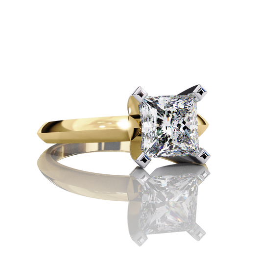 1.72 Carat Princess Cut LAB Diamond Solitaire Engagement Ring GOLD