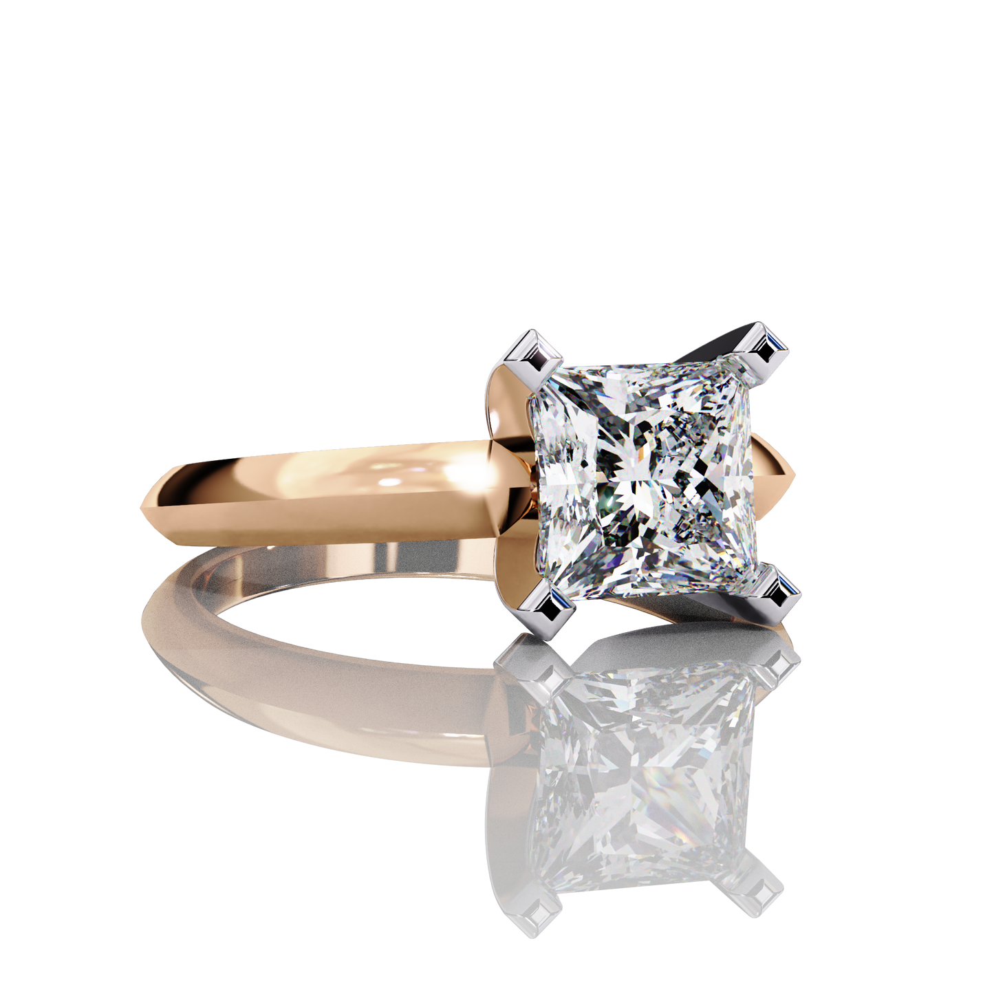 1.72 Carat Princess Cut LAB Diamond Solitaire Engagement Ring ROSE GOLD