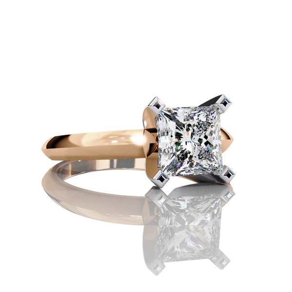 1.72 Carat Princess Cut LAB Diamond Solitaire Engagement Ring ROSE GOLD