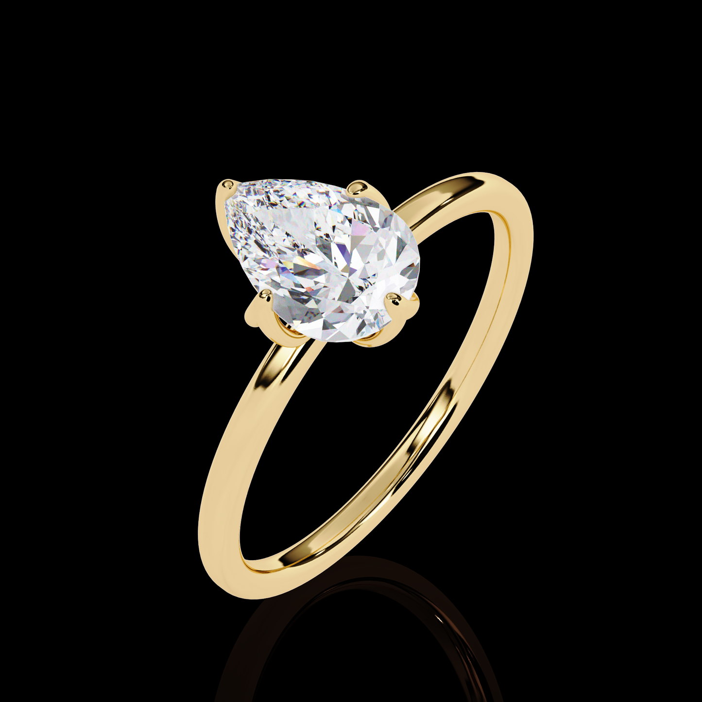 0.74 Carat Pear Cut Lab Diamond Solitaire Engagement Ring Rose Gold