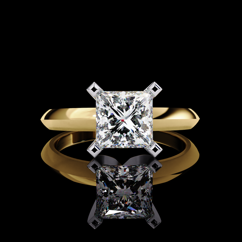 1.72 Carat Princess Cut LAB Diamond Solitaire Engagement Ring GOLD