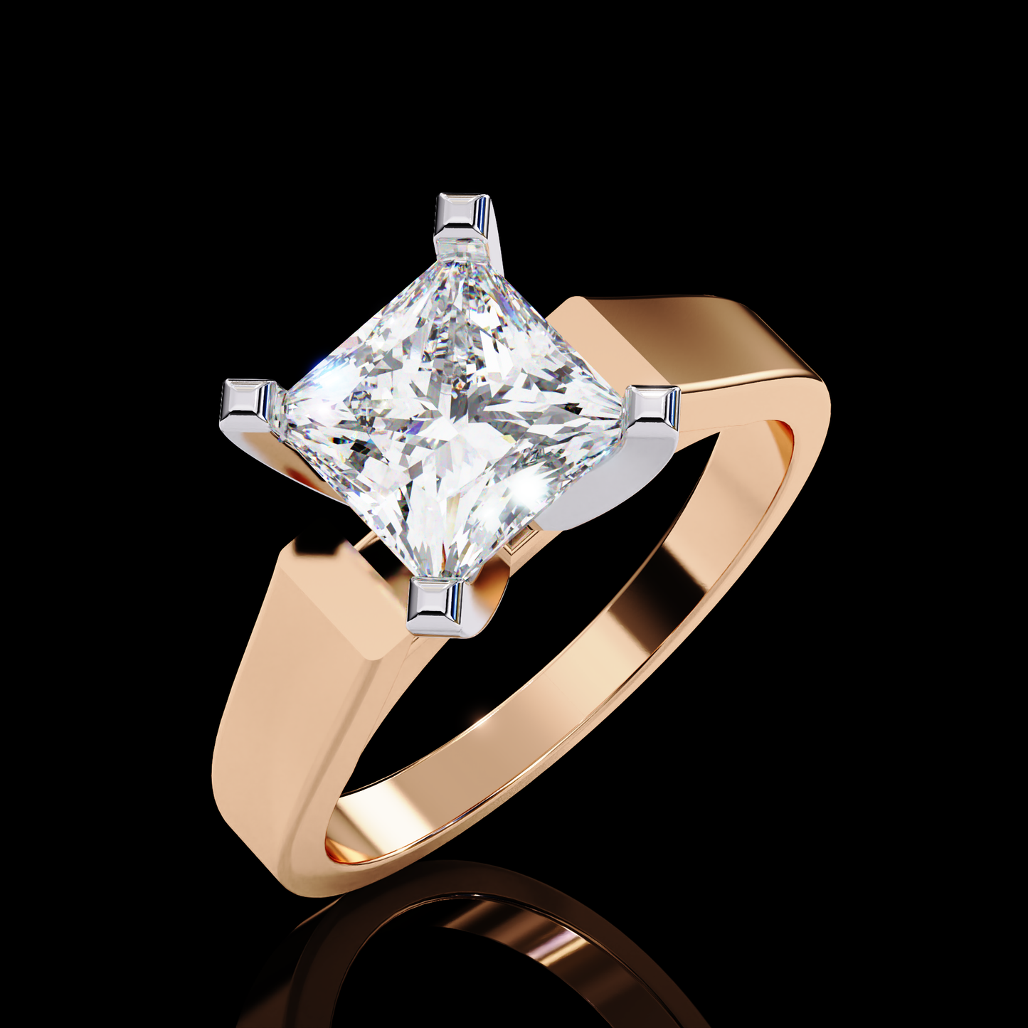 1.72ct Princess Cut Lab Grown Diamond Solitaire Ring - Rose Gold