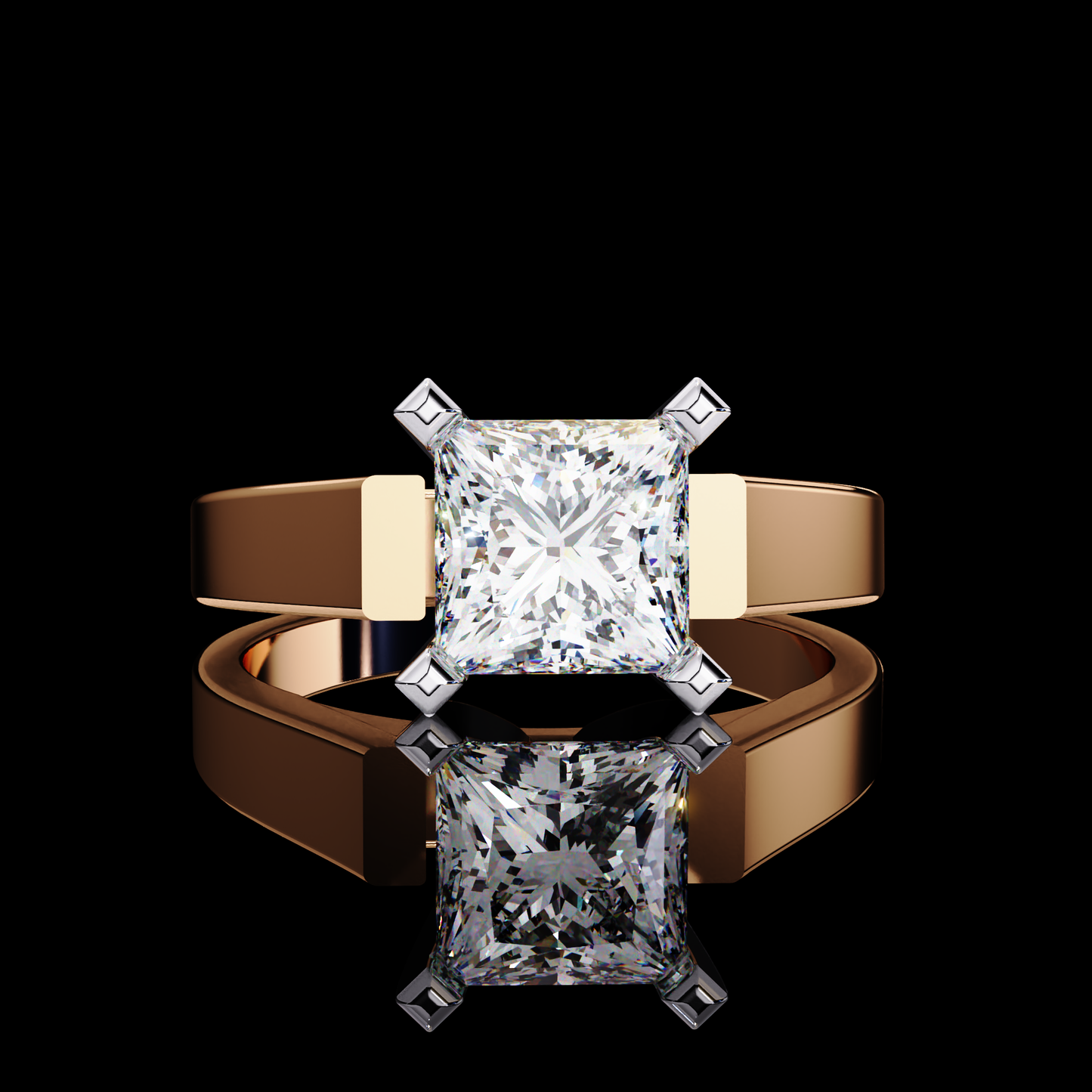 1.72ct Princess Cut Lab Grown Diamond Solitaire Ring - Rose Gold