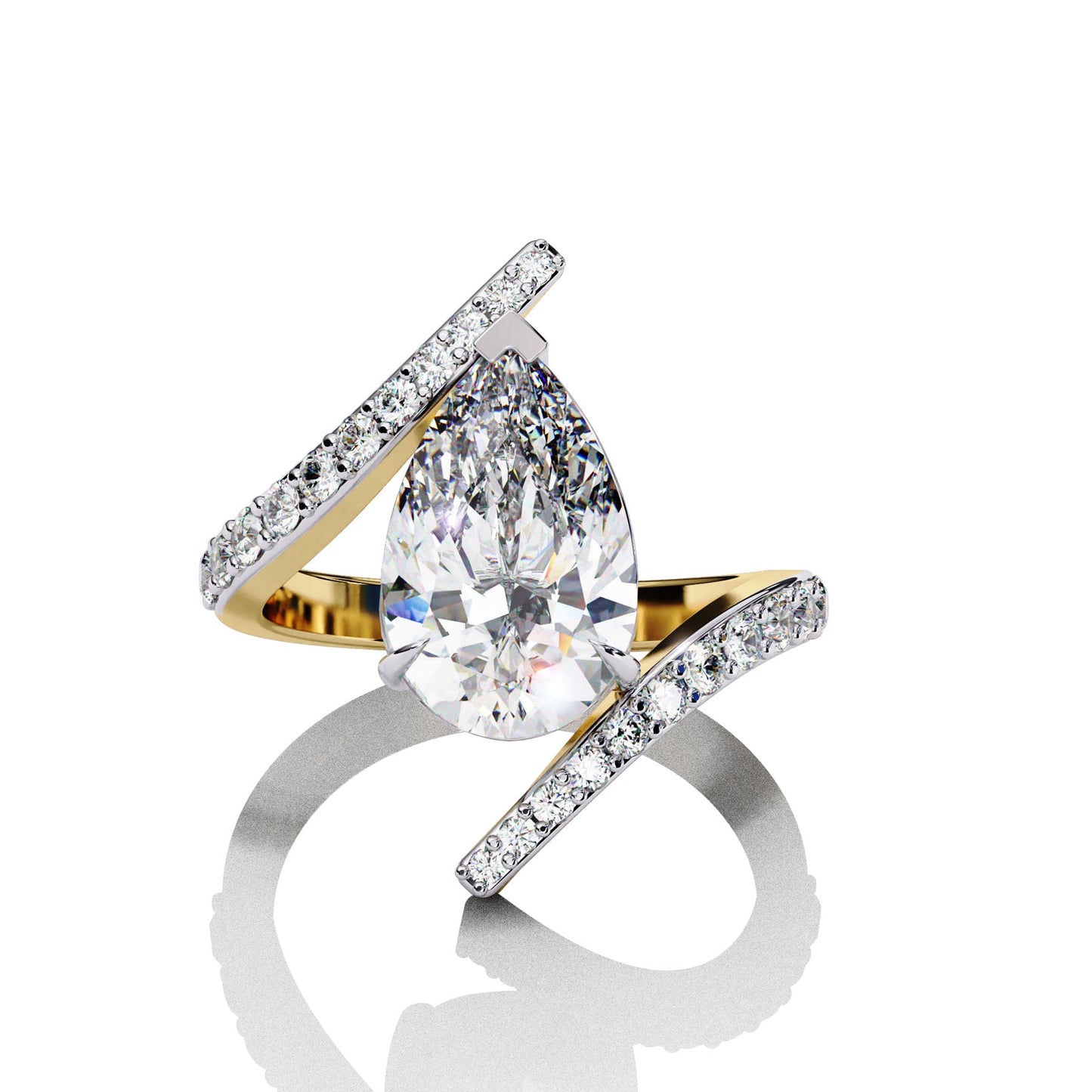 Ocean Pear Cut Engagement Ring Gold