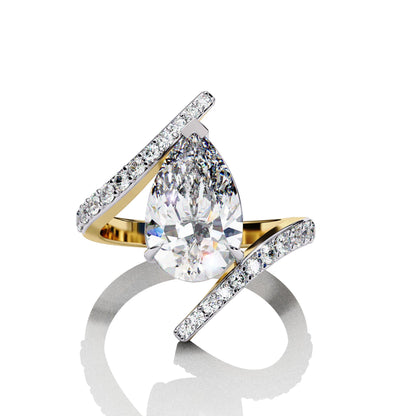 Ocean Pear Cut Engagement Ring Gold
