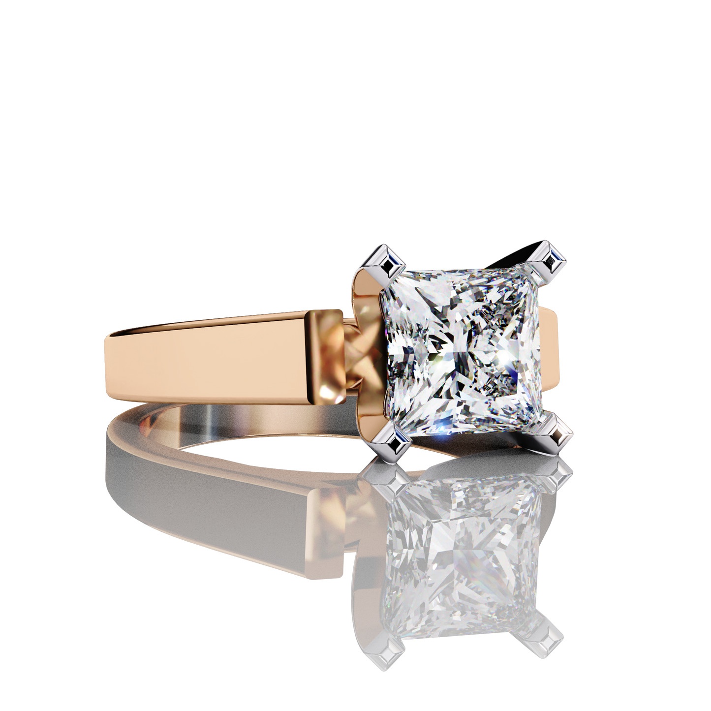 1.72ct Princess Cut Lab Grown Diamond Solitaire Ring - Rose Gold