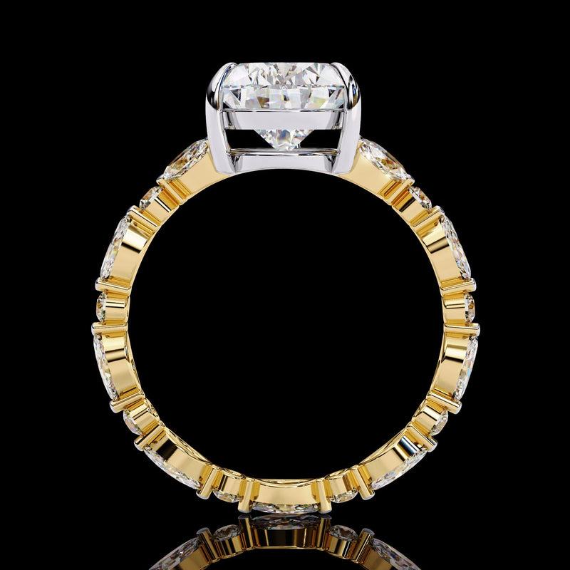 Side Diamond Pavé Pear Lab Diamond Ring Inspires from Tiffany
