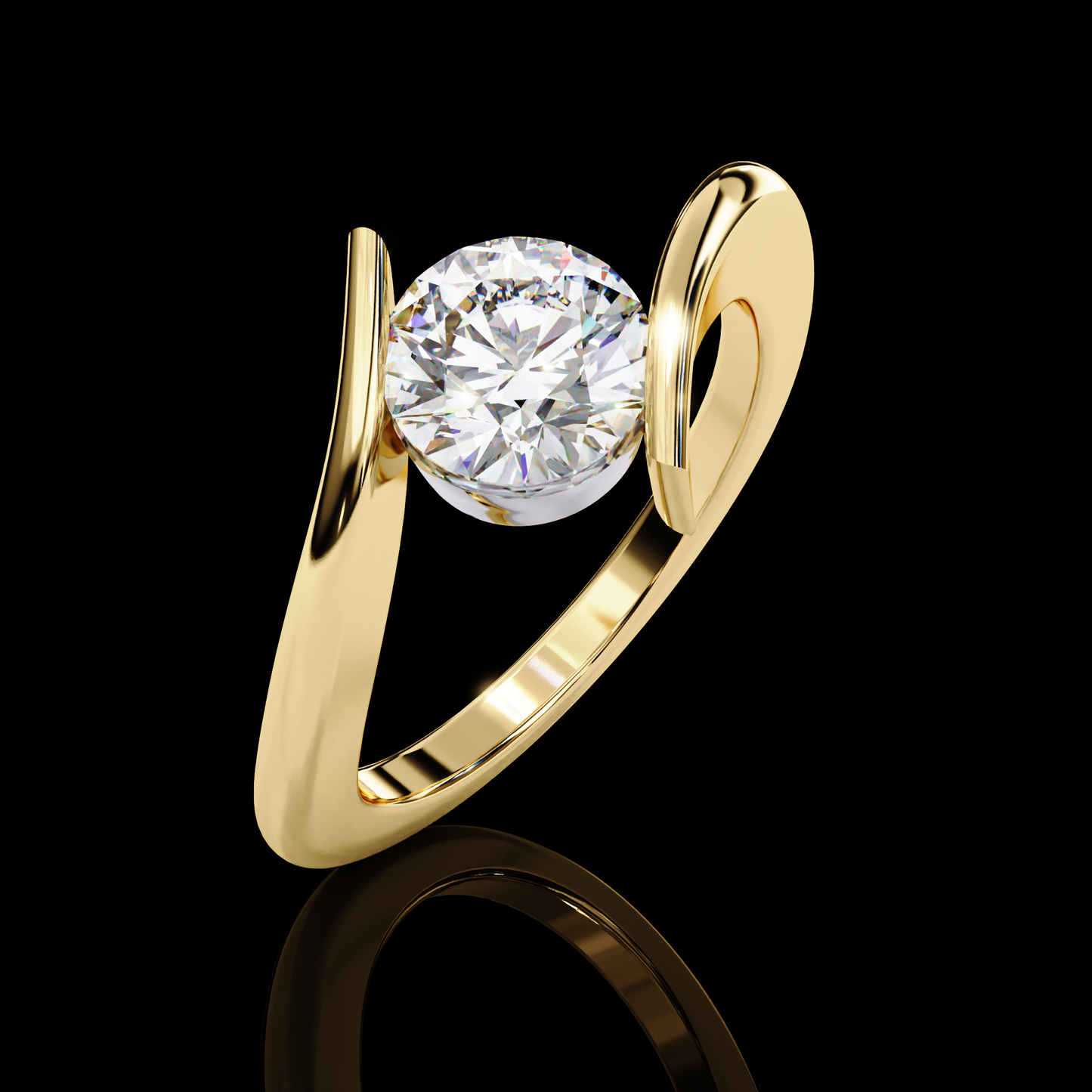 Eternal Radiance Round Cut LAB Diamond Solitaire Engagement Ring GOLD