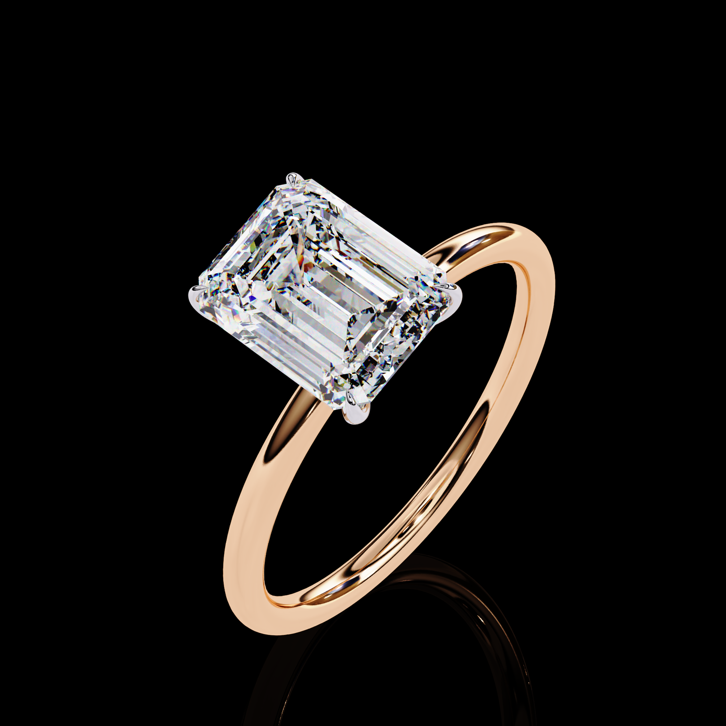 3.03 Carat Radiant Cut LAB Diamond Solitaire Engagement Ring ROSE GOLD