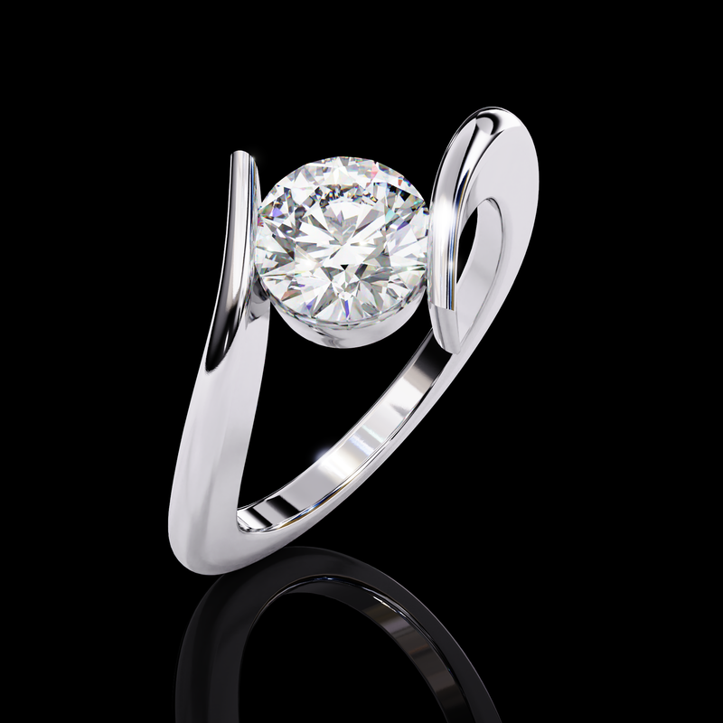 Eternal Radiance Round Cut LAB Diamond Solitaire Engagement Ring White Gold