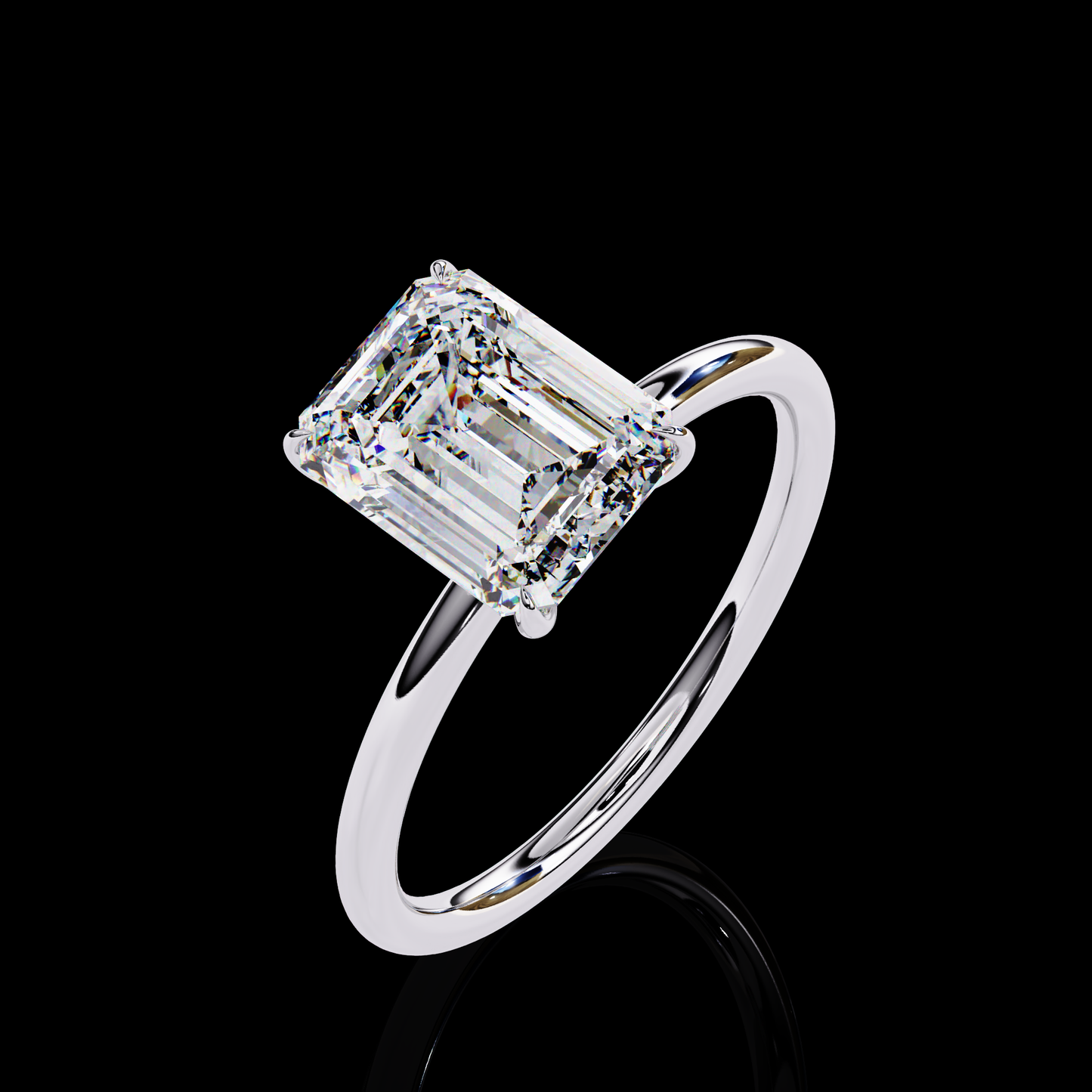 3.03 Carat Radiant Cut LAB Diamond Solitaire Engagement Ring White Gold