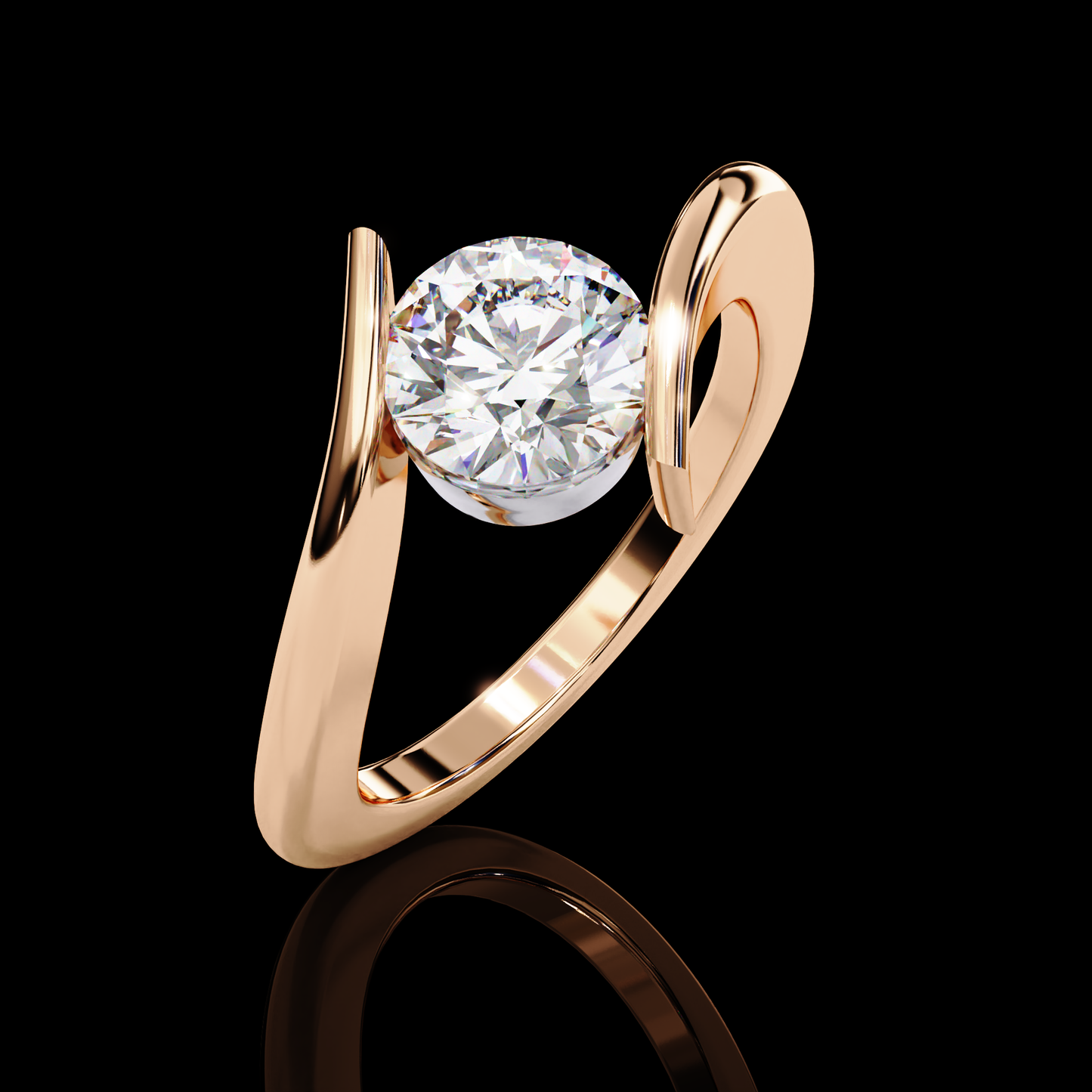 Eternal Radiance Round Cut LAB Diamond Solitaire Engagement Ring ROSE GOLD