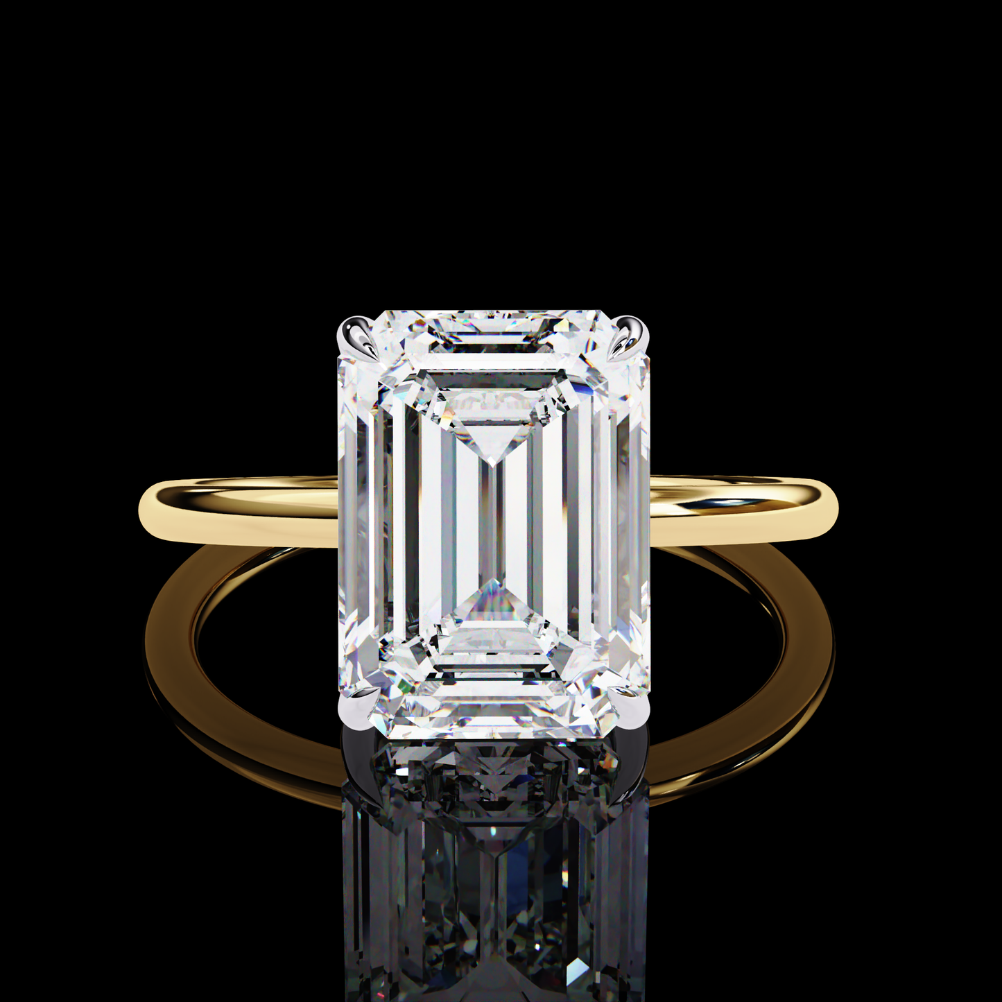 3.03 Carat Radiant Cut LAB Diamond Solitaire Engagement Ring  GOLD