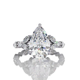 Sparkling Pear Shaped Lab Diamond Ring with Pave Halo for Women Luxury
