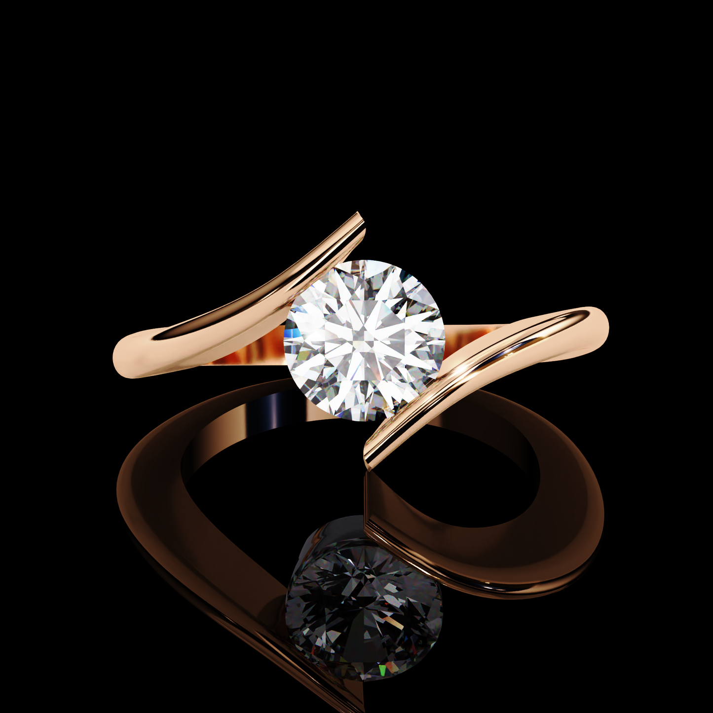 Eternal Radiance Round Cut LAB Diamond Solitaire Engagement Ring ROSE GOLD