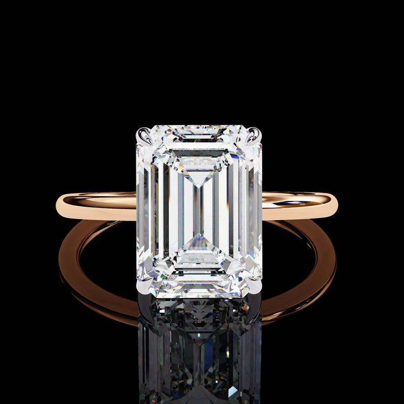 3.03 Carat Radiant Cut LAB Diamond Solitaire Engagement Ring ROSE GOLD