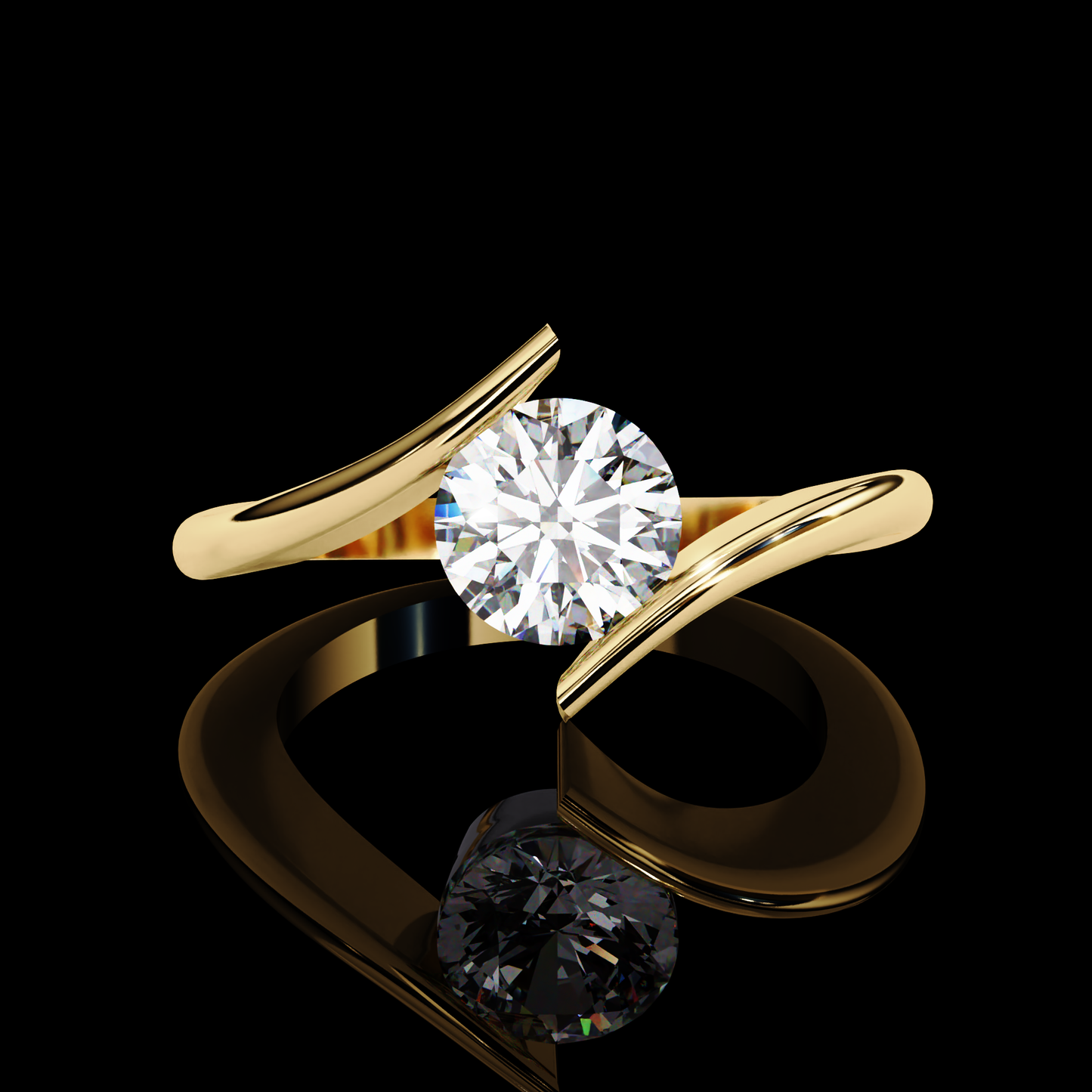 Eternal Radiance Round Cut LAB Diamond Solitaire Engagement Ring GOLD