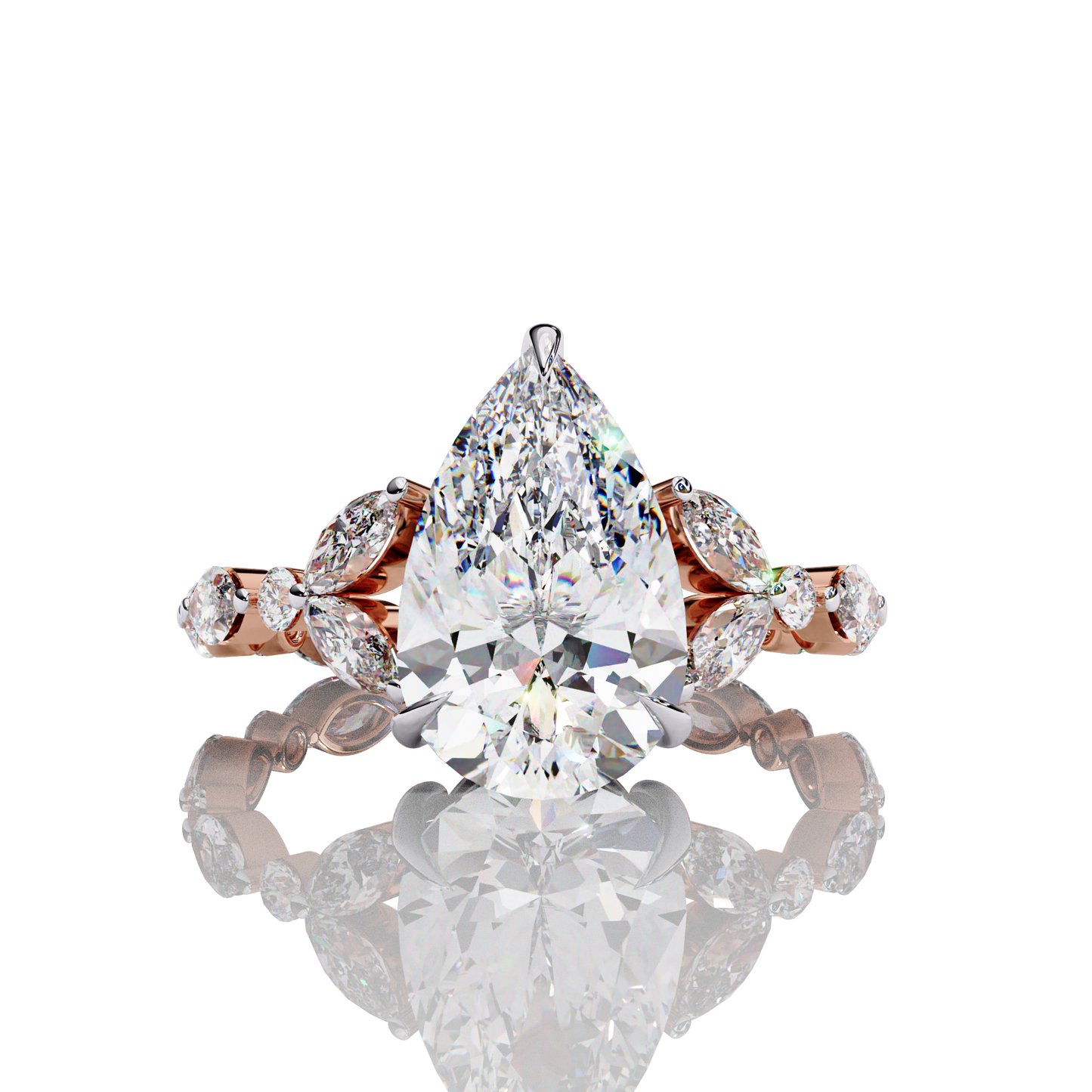 Side Diamond Pavé Pear Lab Diamond Ring Inspires from ShaneCo