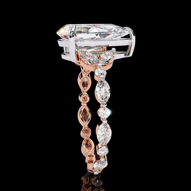Side Diamond Pavé Pear Lab Diamond Ring Inspires from ShaneCo