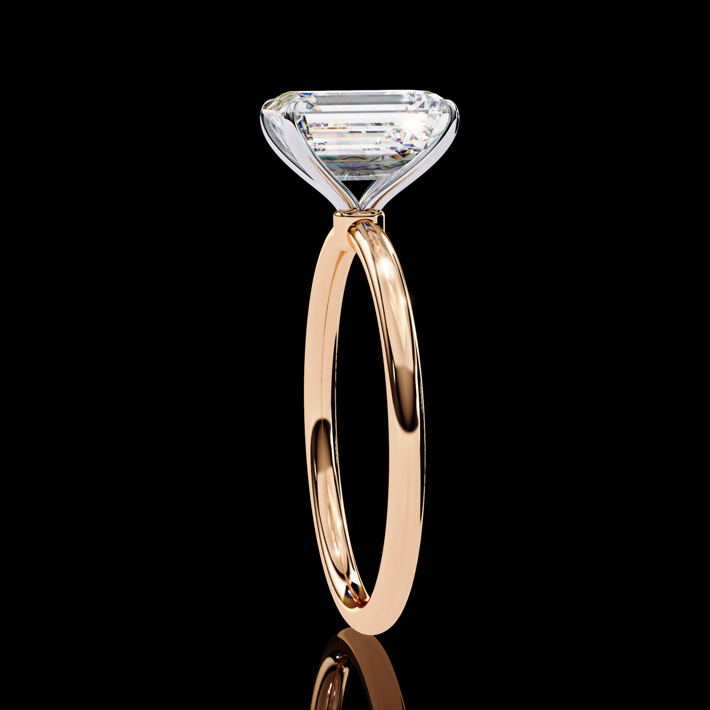 3.03 Carat Radiant Cut LAB Diamond Solitaire Engagement Ring ROSE GOLD