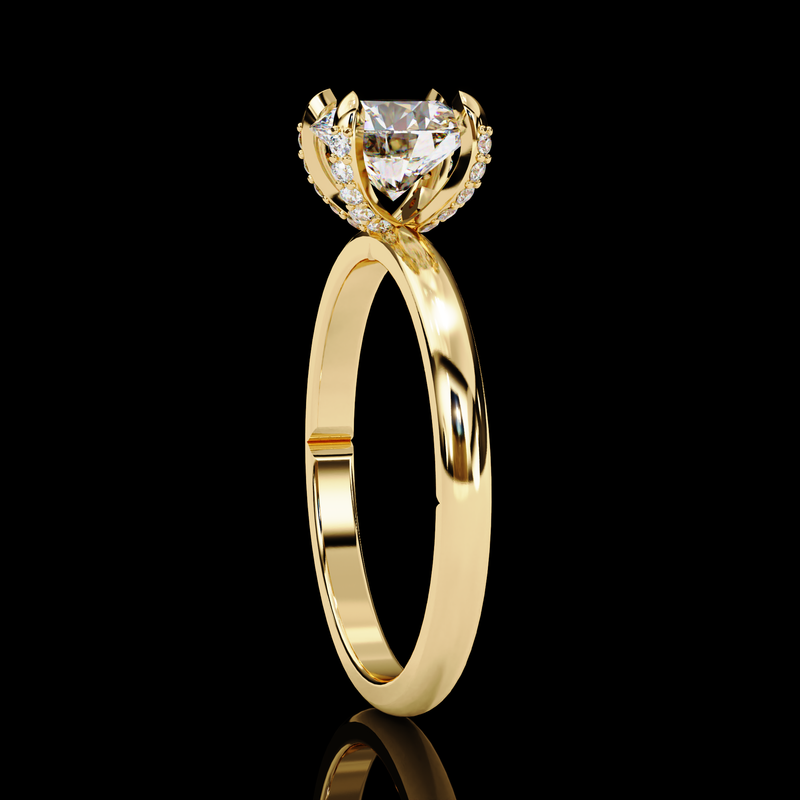 Eeverglowing Bloom Round Cut LAB Diamond Solitaire Engagement Ring GOLD