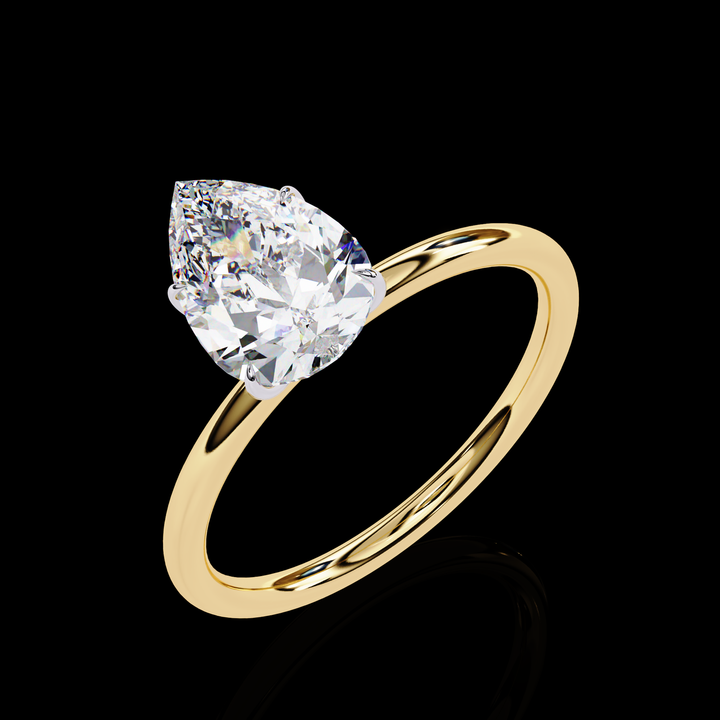 1.20 Carat Pear Cut LAB Diamond Solitaire Engagement Ring GOLD