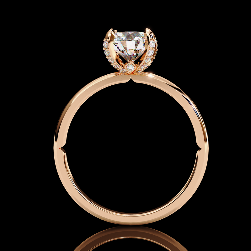 Eeverglowing Bloom Round Cut LAB Diamond Solitaire Engagement Ring ROSE GOLD