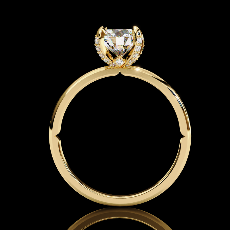 Eeverglowing Bloom Round Cut LAB Diamond Solitaire Engagement Ring GOLD