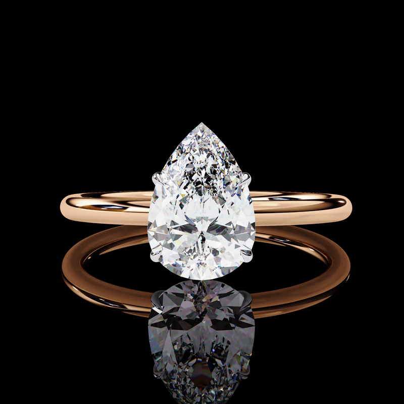 1.20 Carat Pear Cut LAB Diamond Solitaire Engagement Ring ROSE GOLD
