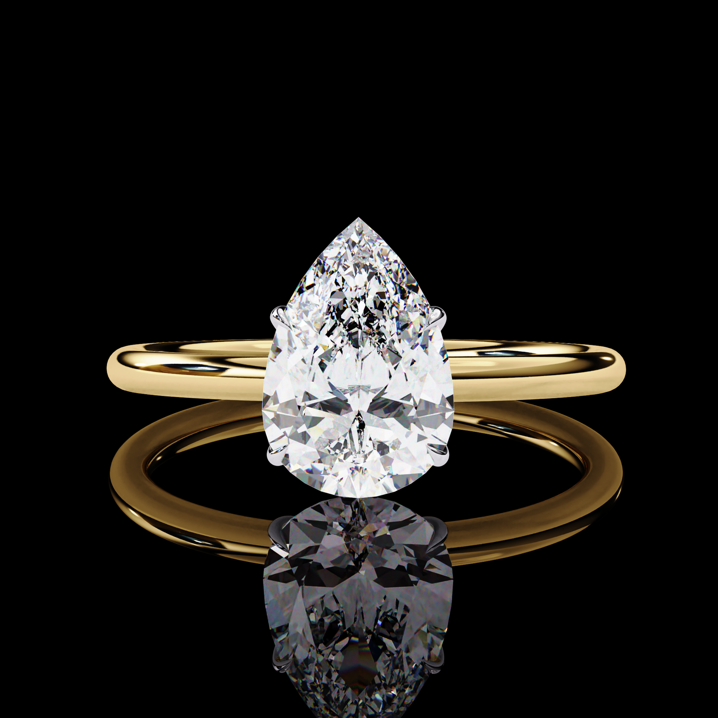 1.20 Carat Pear Cut LAB Diamond Solitaire Engagement Ring GOLD