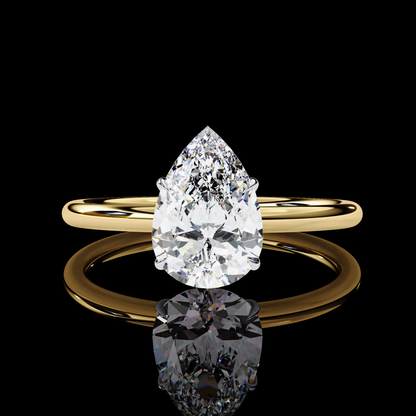 1.20 Carat Pear Cut LAB Diamond Solitaire Engagement Ring GOLD
