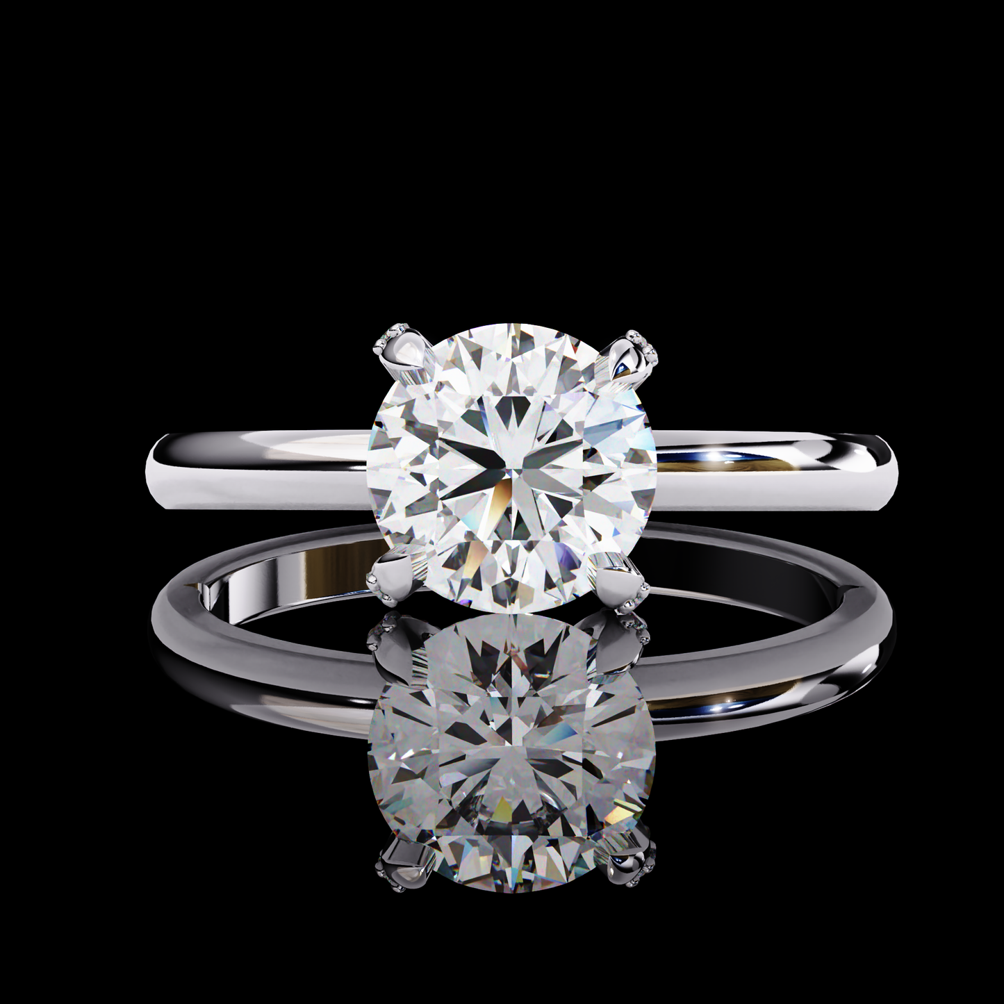 Eeverglowing Bloom Round Cut LAB Diamond Solitaire Engagement Ring