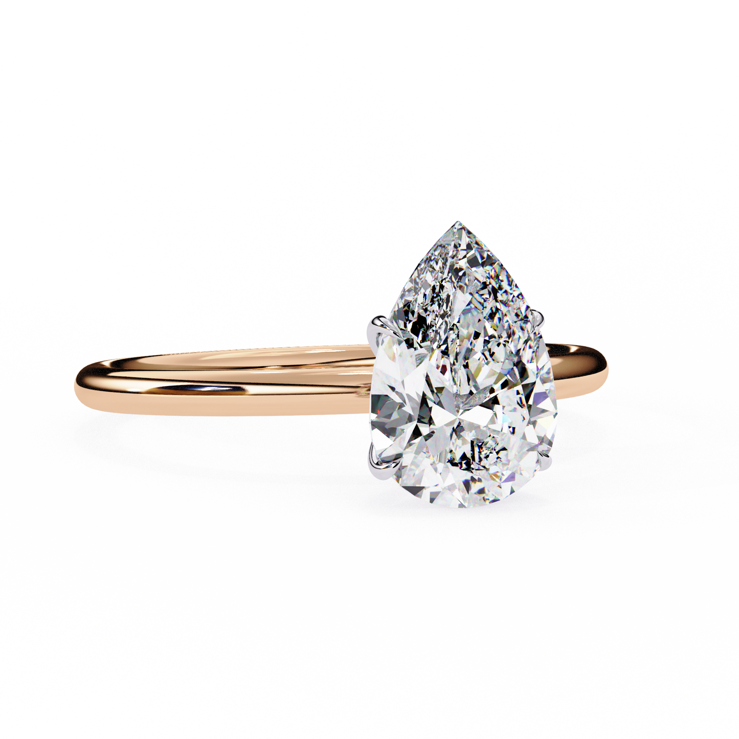 1.20 Carat Pear Cut LAB Diamond Solitaire Engagement Ring ROSE GOLD