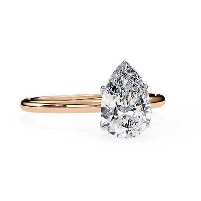 1.20 Carat Pear Cut LAB Diamond Solitaire Engagement Ring ROSE GOLD