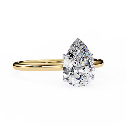1.20 Carat Pear Cut LAB Diamond Solitaire Engagement Ring GOLD