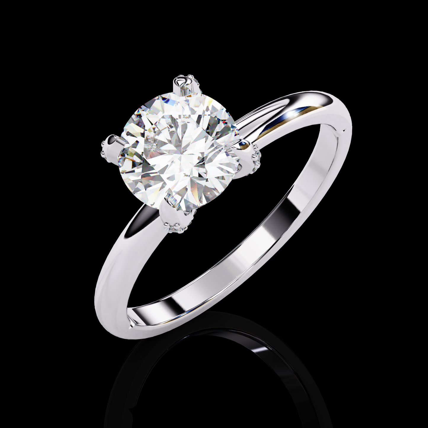 Eeverglowing Bloom Round Cut LAB Diamond Solitaire Engagement Ring